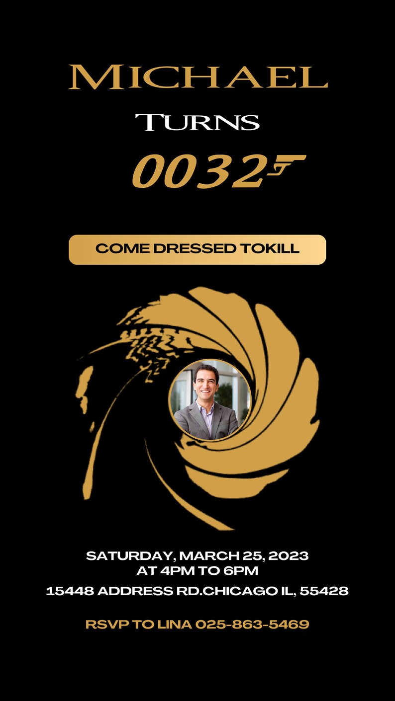 007 Themed Printable Birthday Invitation Template Instagram - Etsy