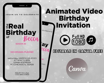 The Real Housewives Birthday Invitation Animated video Template | Digital Birthday Party Invite | Housewives Editable Video | Canva Template
