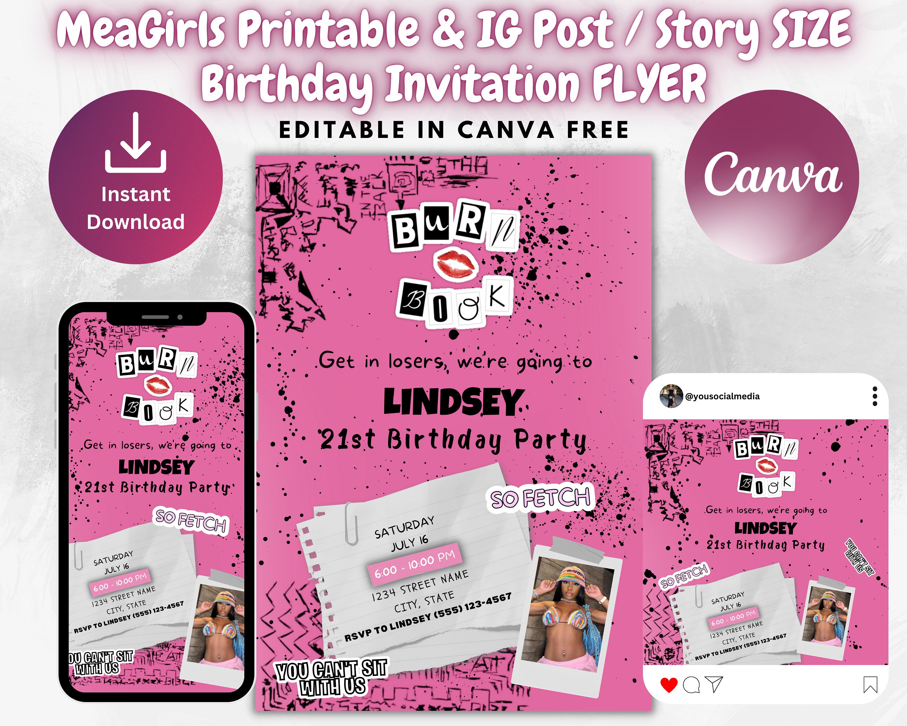 Mean Girls Inspired Printable Birthday Invitation Template - Etsy