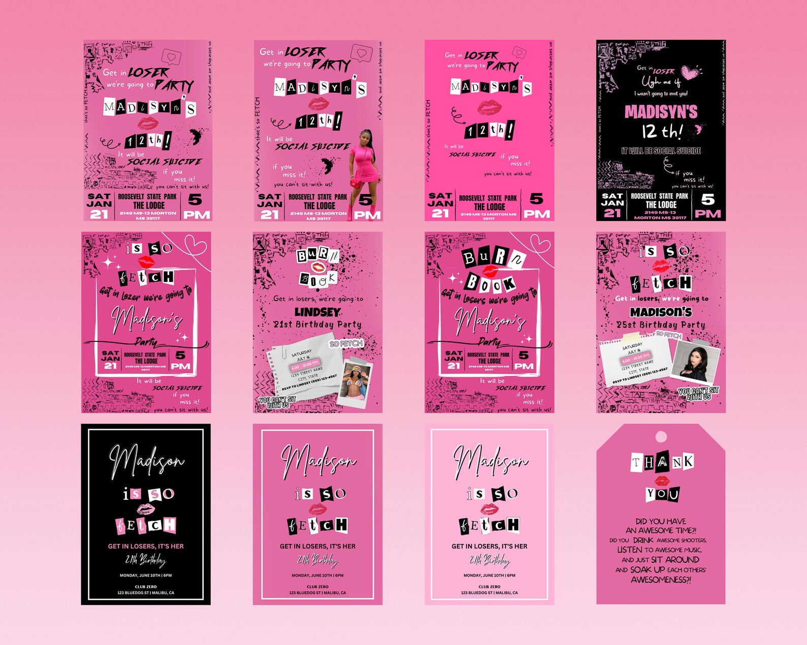 Mean Girls Inspired Printable Birthday Invitation Template - Etsy