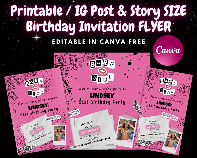 Mean Girls Inspired Printable Birthday Invitation Template - Etsy