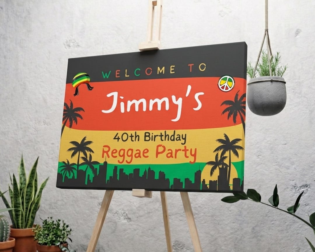 Reggae Party Welcome Sign | Reggae Theme Decoration | Reggae Printable ...