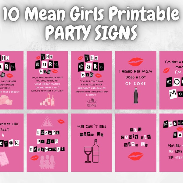 Mean Girls Party Posters Bundle x 10 | Mean Girls Printable Party Signs | Mean Girls Party Decorations | Mean Girls Flyer | Instant Download