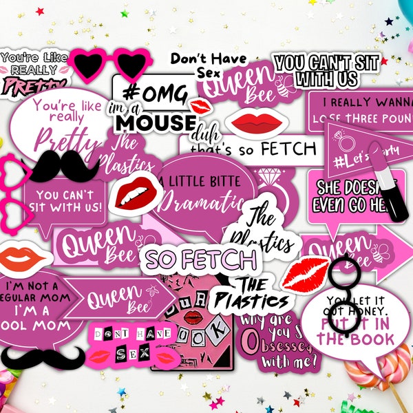 Mean Girls Photo Booth Printable Props | Mean Girls Birthday Party | Mean Girls Stickers | Mean Girls decor Theme  | Instant Download