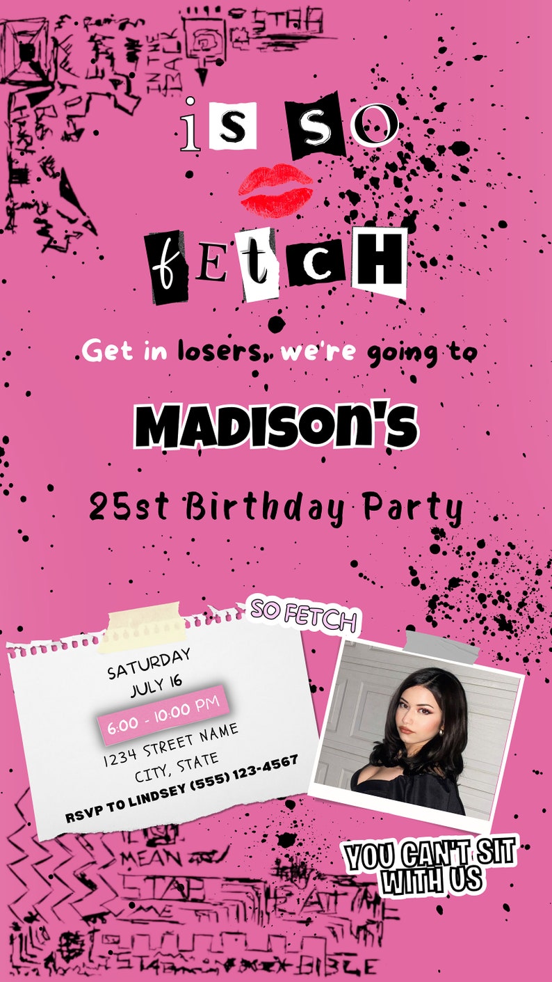 Mean Girls Inspired Printable Birthday Invitation Template - Etsy