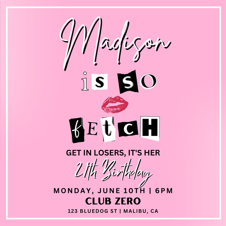 Mean Girls Inspired Printable Birthday Invitation Flyer - Etsy