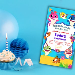 Baby Shark Printable Birthday Invitation Flyer Instagram Post&amp;story ...