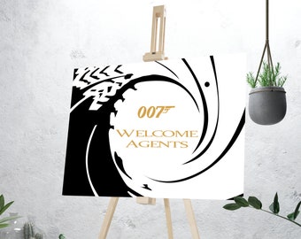 007 Party Willkommensschild | James Bond Motiv Dekoration | Kasino Royale Willkommensposter | James Bond Printable | 007 Motiv | Sofort Download