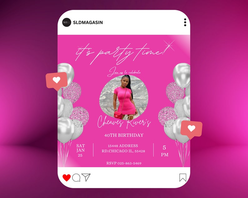 Minimal Modern Birthday Party Digital Invitation Template Etsy