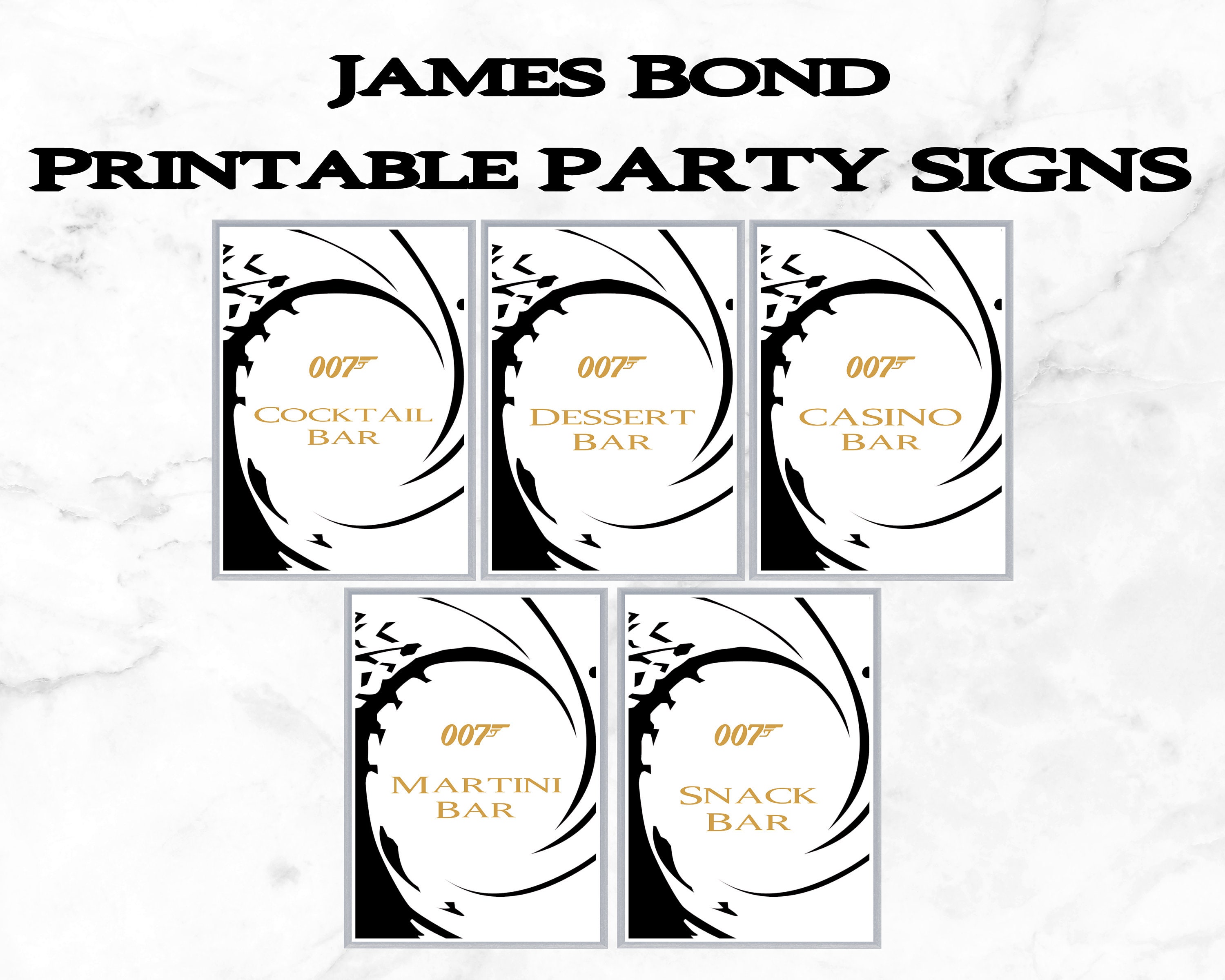 007 Party Posters Bundle X 5 James Bond Printable Party - Etsy