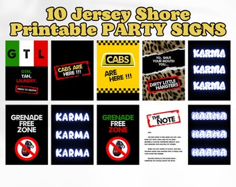 Jersey Shore Party Posters x 10 | Jersey Shore Printable Party Signs | Jersey Shore Party Decorations | Jersey Shore Bar | Instant Download