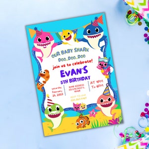 Baby Shark Printable Birthday Invitation Flyer Instagram Post&amp;story ...