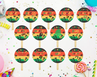 Reggae Photo Booth Printable Props | Reggae Birthday Party | Reggae Stickers | Jamaican Theme Decor | One Love Tropical | Instant Download