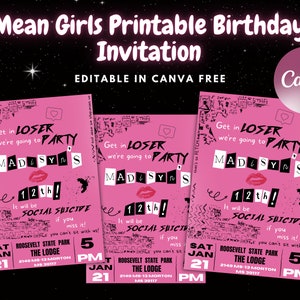 36pcs Mean Girls Birthday Party Supplies,Include 24pcs Mean Girls Water Bottle Labels Stickers and 12pcs Mean Girls Juice Bag Tags Stickers,Mean