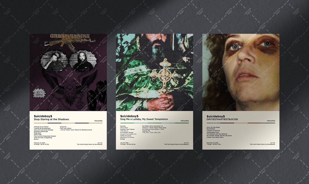 Suicideboys 3 Set Album Poster / Suicideboys Posters / Album Etsy