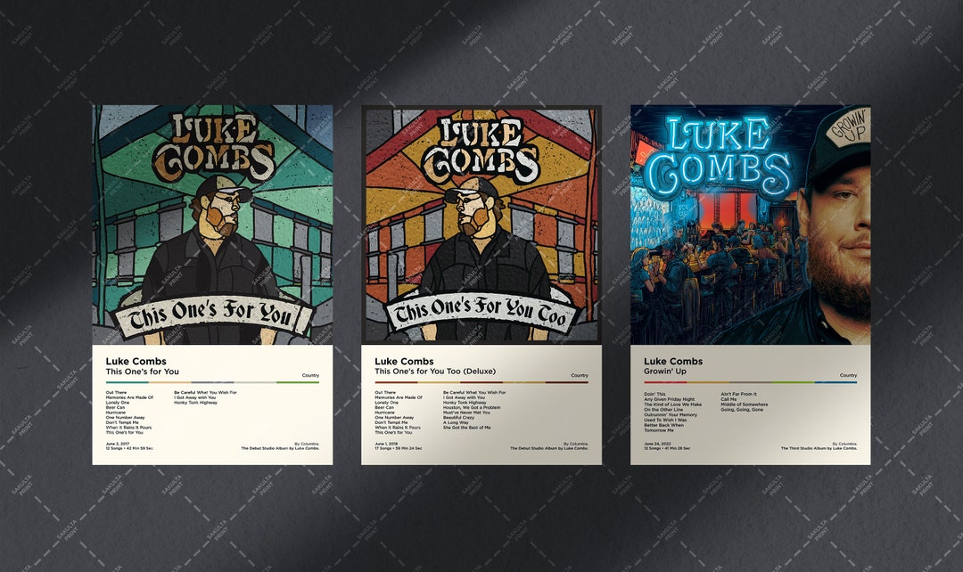 Luke Combs 3 Set Album Poster / Luke Combs Posters / Album Cover Poster ...