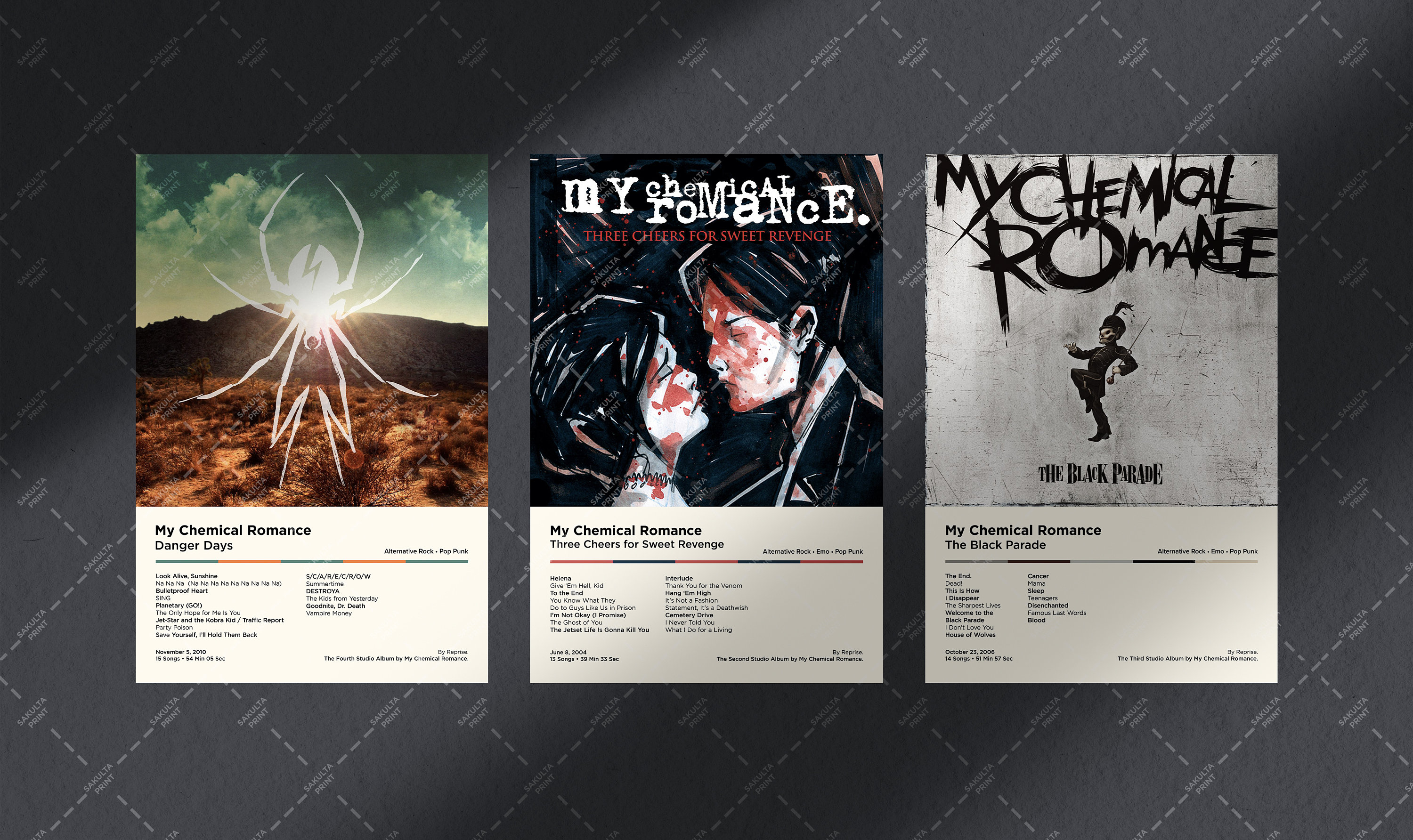 My Chemical Romance 3 Set Album Poster / My Chemical Romance Etsy Australia