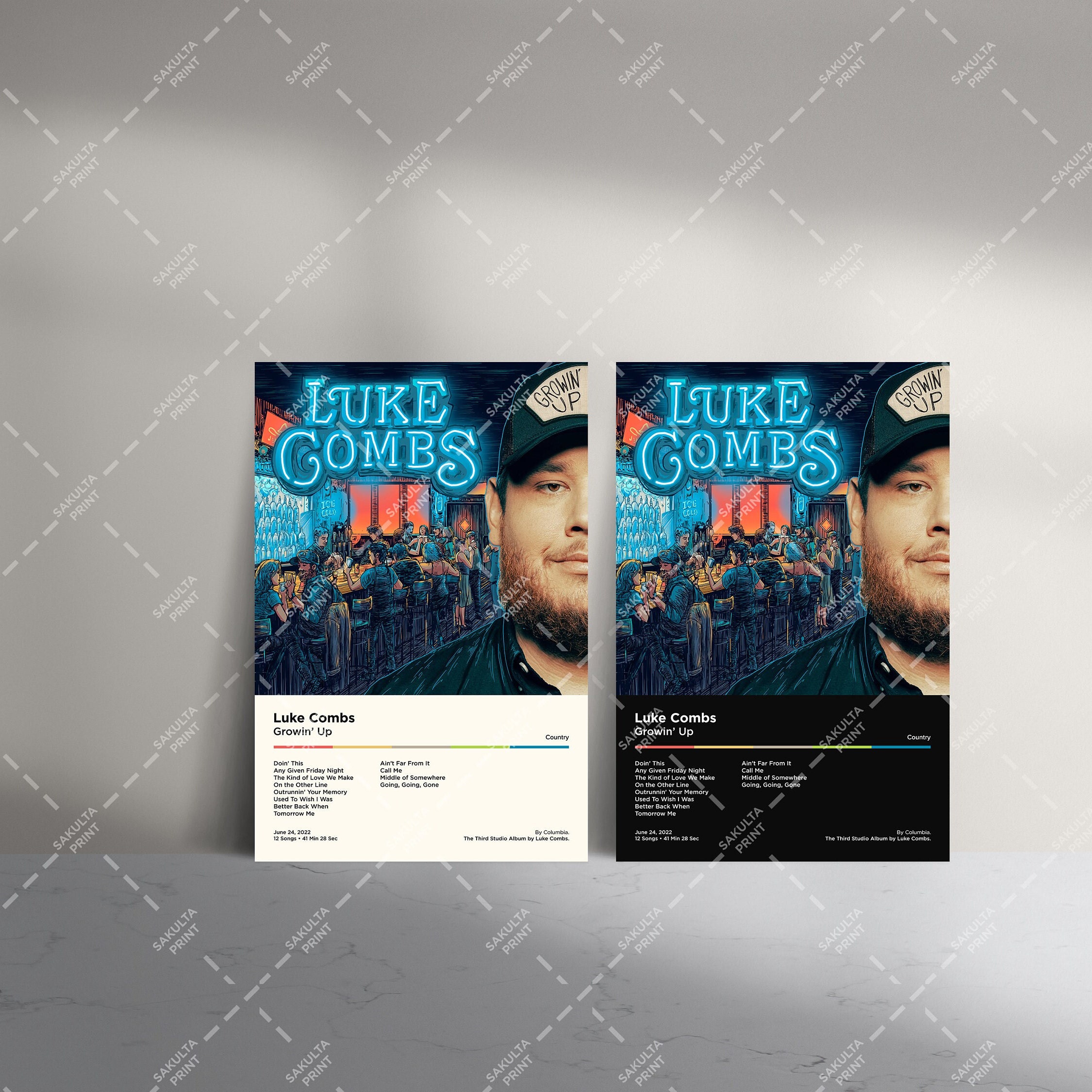 Luke Combs 3 Set Album Poster / Luke Combs Posters / Album Cover Poster