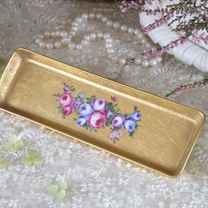 Limoges France Trinket Tray, 20th Century Gilt Etched & Hand