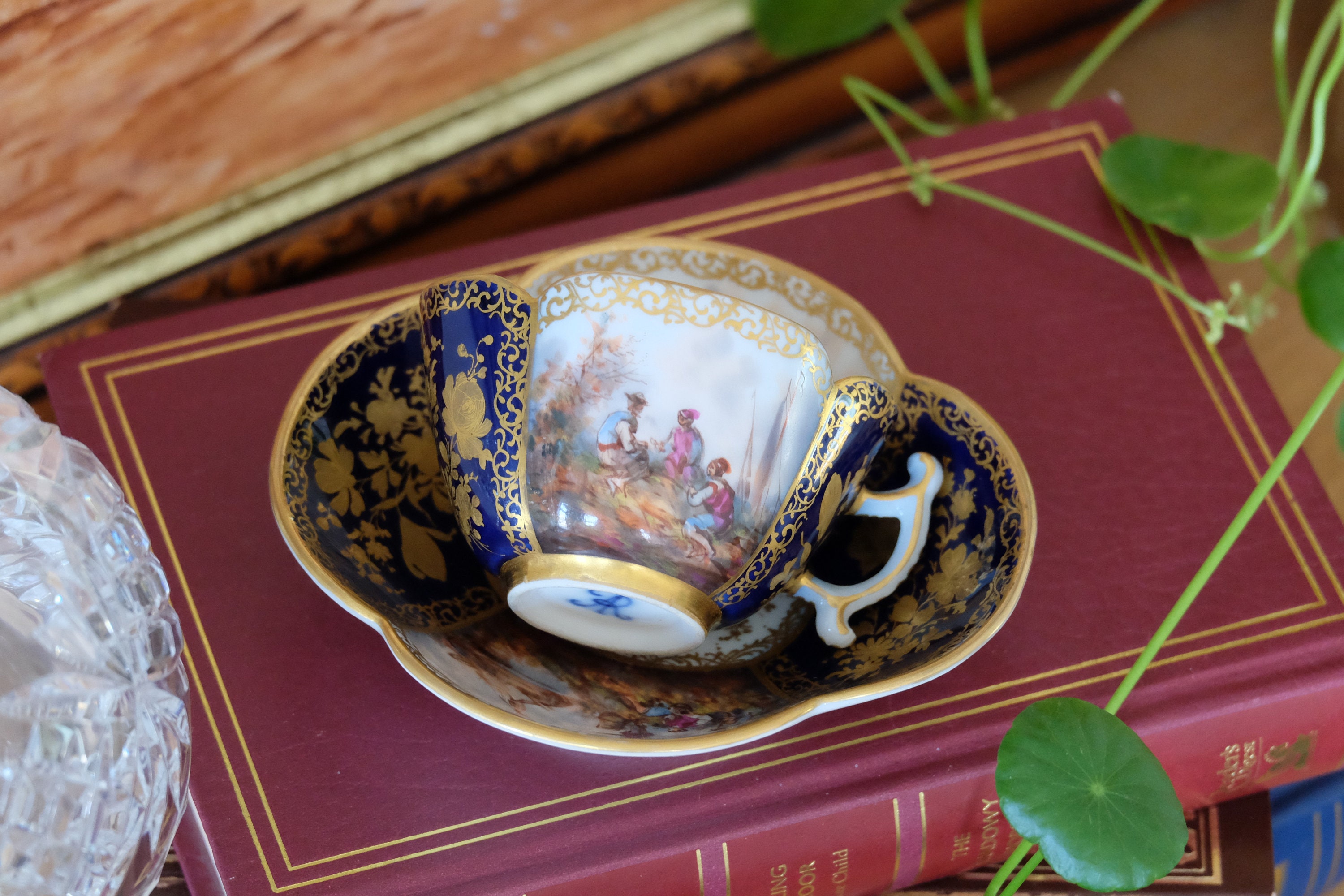 Dresden Helena Wolfsohn Demitasse Cup and Saucer: Hand Painted