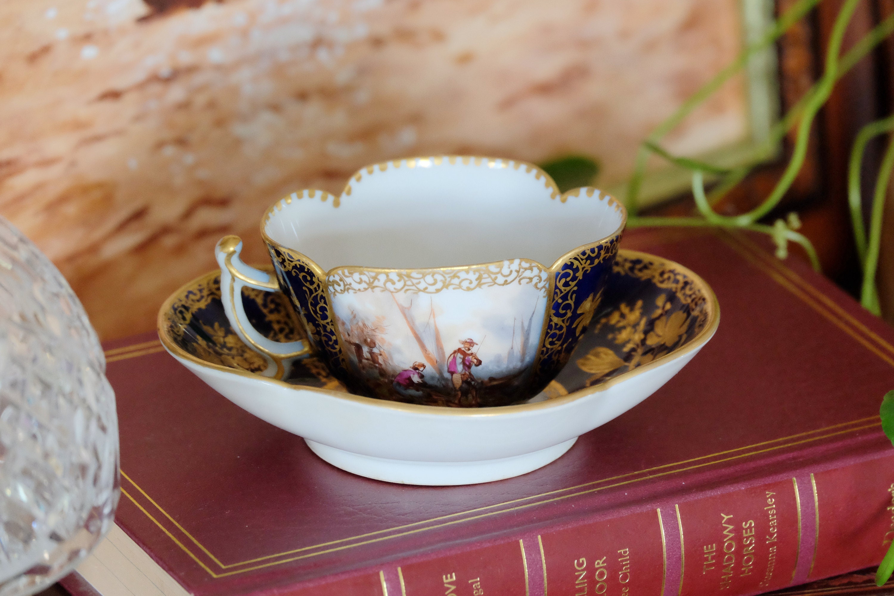 Dresden Helena Wolfsohn Demitasse Cup and Saucer: Hand Painted