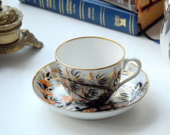 Coalport Porcelain Imari Pattern No. 558 Cup and Saucer, circa 1810