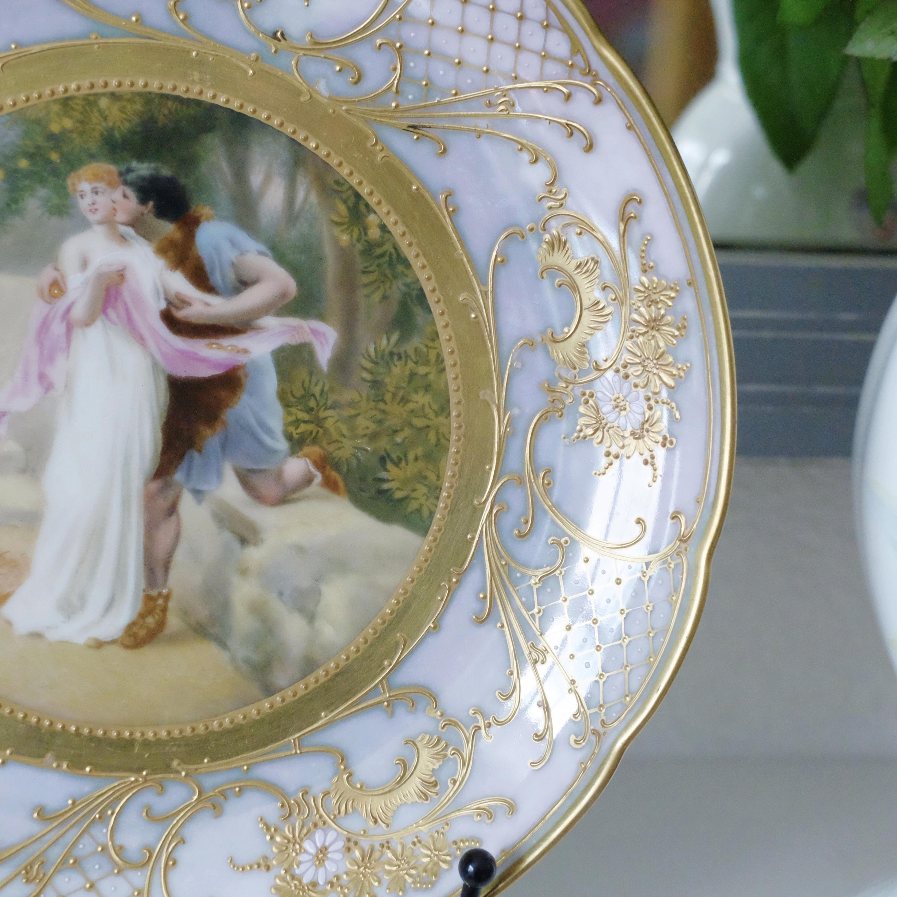 最終値下げ❗️Dresdenのアンティーク大皿 美品❗️ Antique Helena Wolfsohn Dresden Hand-painted Cabinet Plate, C