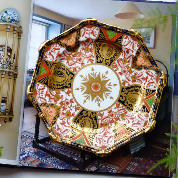 見事なロイヤル クラウン ダービー 伊万里八角皿パターン 1384、1885