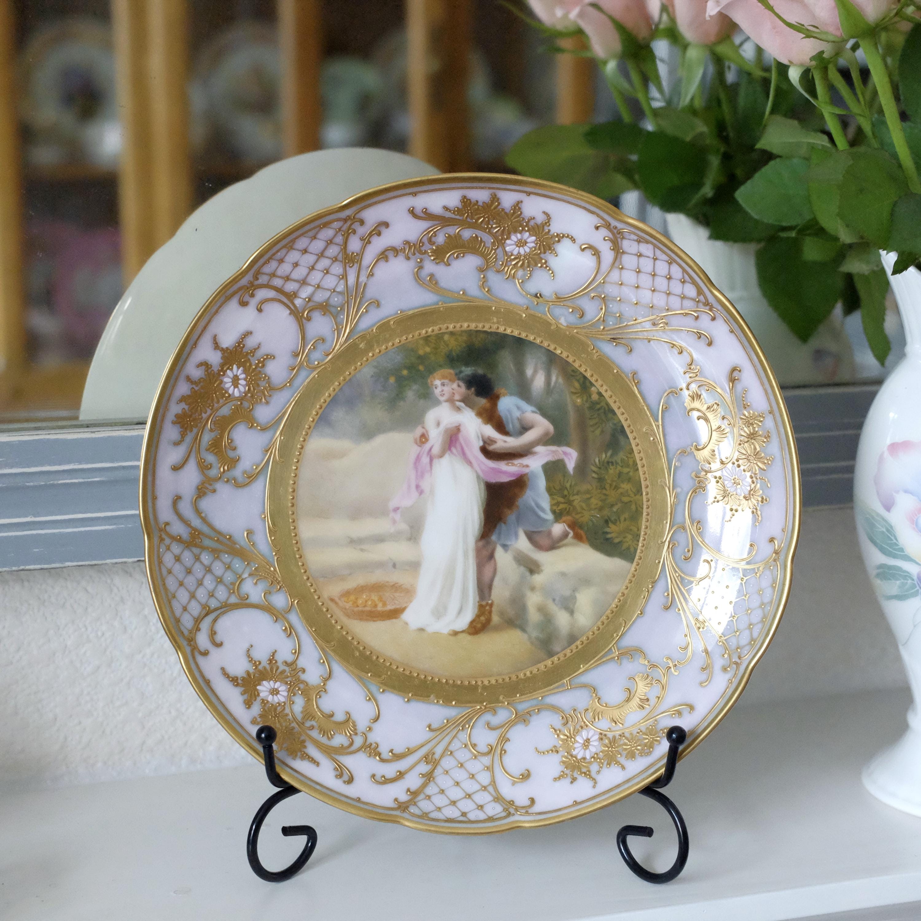 Antique Helena Wolfsohn Dresden Hand-painted Cabinet Plate, C