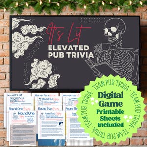 Elevated Pub Trivia - Instant Download - Google Slides + PowerPoint format - Printable PDFs of themed trivia outline + team score sheets