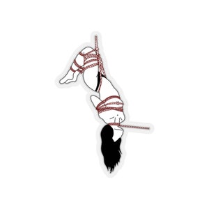 Hung N Strung Shibari Woman Sticker-Vinyl Die Cut -Kiss Cut 2x2 inch