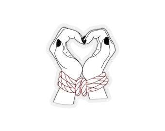 Shibari Bondage Woman Heart Hands Couple Sticker- Die Cut Kiss Cut Vinyl 2x2 inch