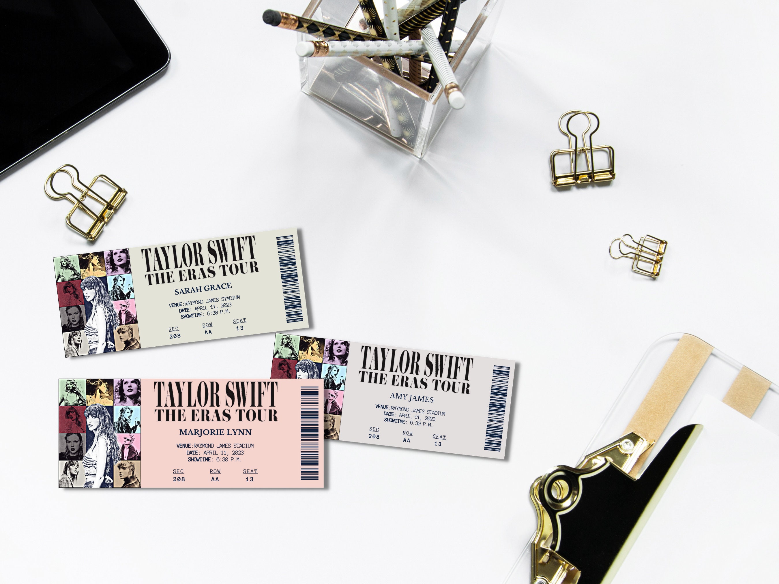 Customized Taylor Concert Tickets. Taylor Era's Tour 2023 Ticket Stub