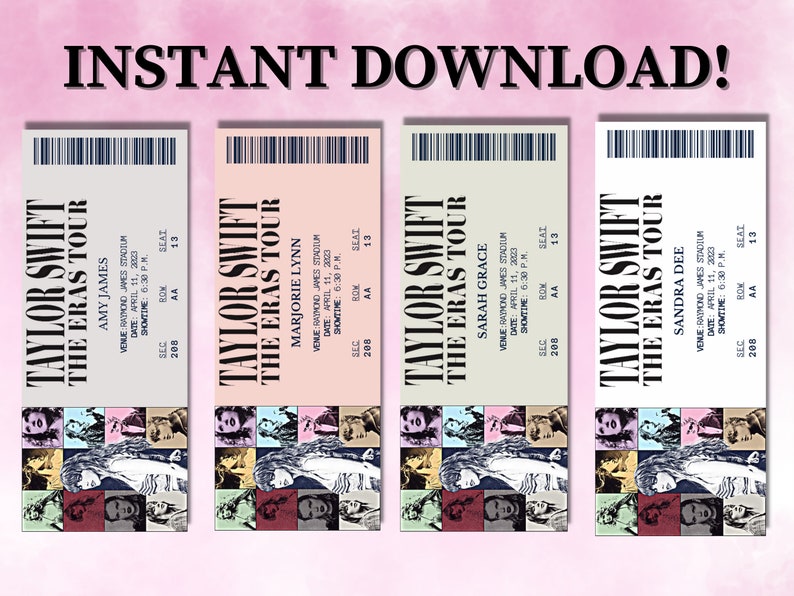 Customized Taylor Concert Tickets. Taylor Era's Tour 2023 Ticket Stub