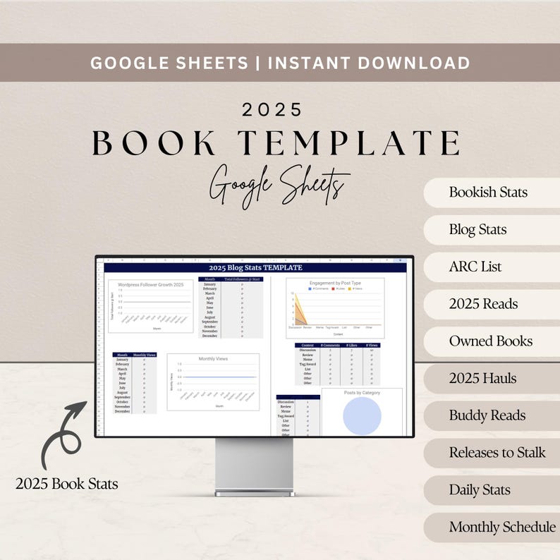 Book Tracker | Reading List | Planner Journal | Google Sheets | Excel ...