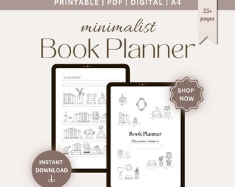 Reading Journal Printable, Book Reading Planner, Book Review Journal Book Summary, Printable Bookshelf Reading Tracker