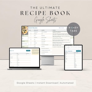 Livro de Receitas | Modelo para Imprimir | Planilhas Google | Diário de Receitas | Planejador Digital | Livro de Receitas | Download Instantâneo | Planejador de Receitas A4