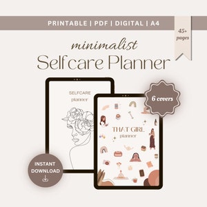 Planificador imprimible de autocuidado estético para chicas, diario de gratitud, tablero de visión, reflexión mensual, semanal y diaria, desafíos