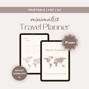 Printable Travel Planners, Travel Journal, Packing List, Organizers, , Itinerary Planning, Holiday Planner, Travel To Do List, A4