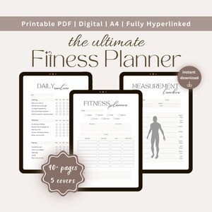 Digital Fitness & Health Planner 2024 | Fitness Printable Journal | Diet Weight Loss Bundle | Workout Tracker | Meal planner | Challenge