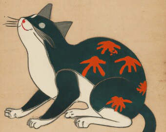 Japanese Style Ukiyo-e Cat Print