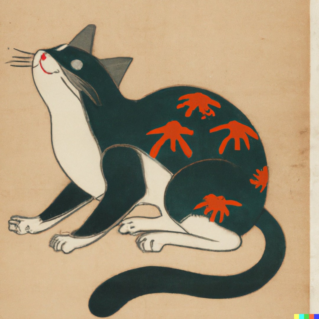 Japanese Style Ukiyo-e Cat Print - Etsy