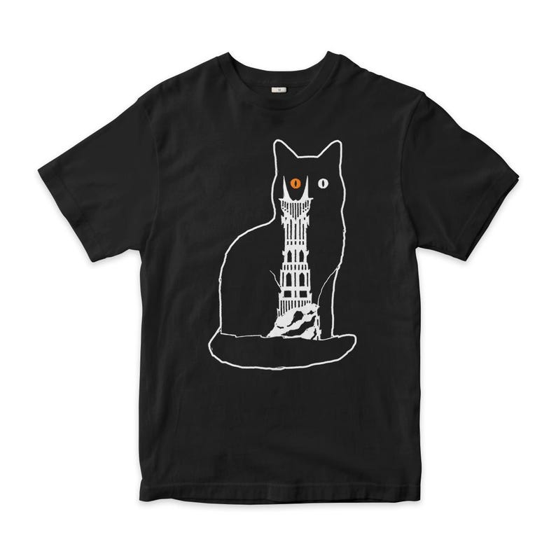 Camiseta divertida de Sauron el Gato, tallas para hombre y mujer (LOR-45352) Negro