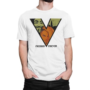 T-shirt V for Vendetta Freedom Forever, heren-damesmaten (MOV-616176)