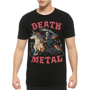 Death Metal Reaper Riding Unicorn T-Shirt, Men's Women's Sizes (UNI-46011)