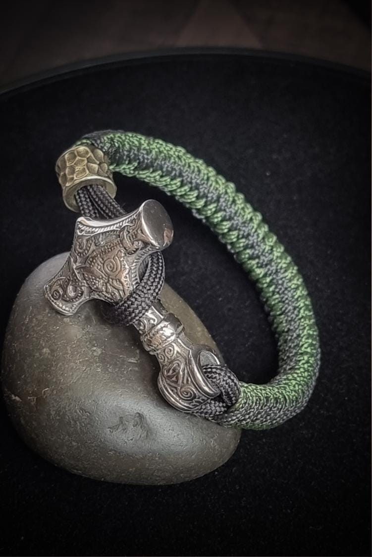 Bracciale Mjolnir In Argento Sterling Con Albero Della Vita – Gioiello Vichingo Per Donna