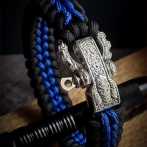 Premium Personalized Stitched Paracord Bracelet with Brass tribal adjustable Shackle buckle - Gift Idea- Military -tribal - mythology