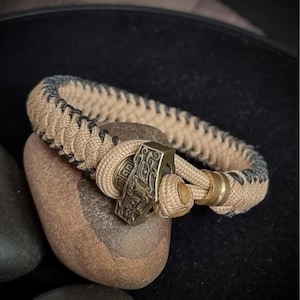 Premium Personalized Handmade Vikings Brass Paracord Bracelet – Viking Men&#39;s Norse Cuff, Solod Brass - Wristband