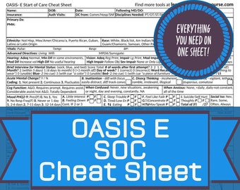 OASIS-E Start of Care (SOC) Cheat Sheet