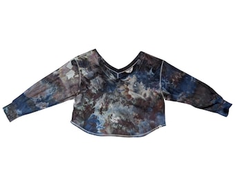 Ice Dyed Women's XXL Tie-dye Off Shoulder V-neck Top - Ready to Ship | Hippie Clothes | Unique Tie Dye